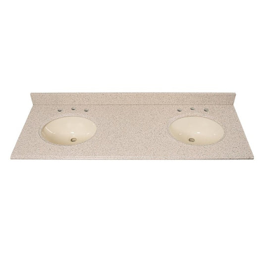 Home Decorators Collection 61 in. W x 22 in D Granite Beige/Bisque Round Double Sink Vanity Top in Beige GT61BG-2BO