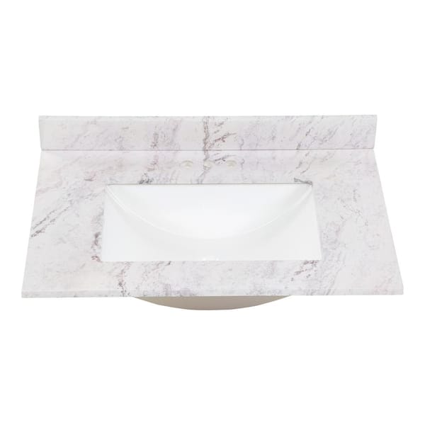 Home Decorators Collection 31 in. W x 22 in. D Engineered Stone Composite White Rectangular Single Sink Vanity Top in Lunar SE3122R-LR