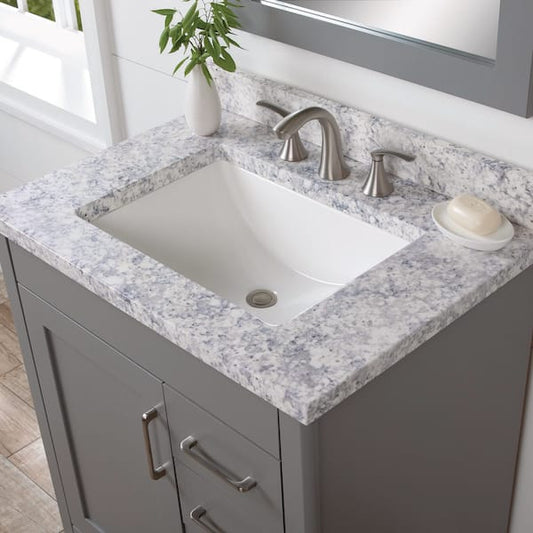 Home Decorators Collection 31 in. W x 22 in. D Cultured Marble White Rectangular Single Sink Vanity Top in Everest SE31THR-ER