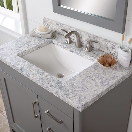 Home Decorators Collection 37 in. W x 22 in. D Cultured Marble White Rectangular Single Sink Vanity Top in Everest SE37THR-ER