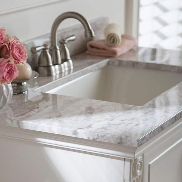 Home Decorators Collection 37 in. W x 22 in. D Ceramic White Rectangular Single Sink Vanity Top in Winter Mist SERST37-WM