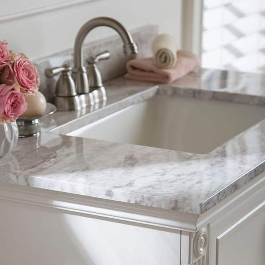 Home Decorators Collection 37 in. W x 22 in. D Ceramic White Rectangular Single Sink Vanity Top in Winter Mist SERST37-WM