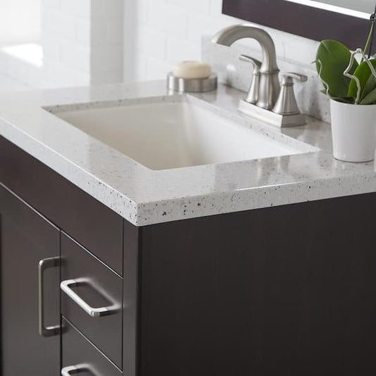 Home Decorators Collection 31 in. W x 22 in. D Engineered Solid Surface White Rectangular Single Sink Vanity Top in Silver Ash SS31R-AH