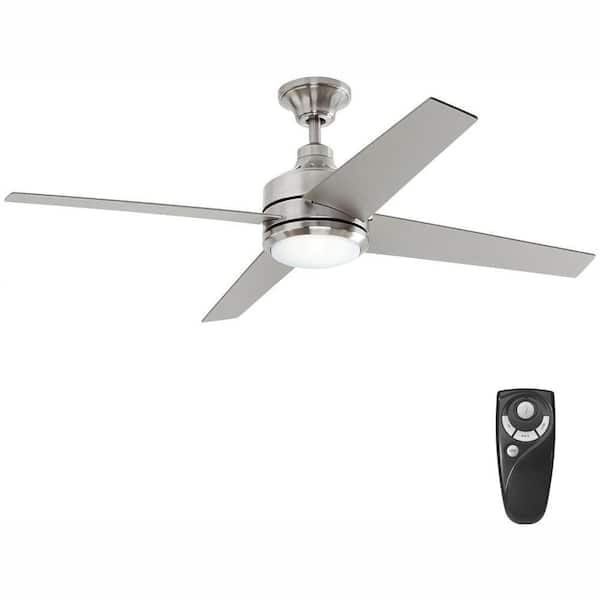 Home Decorators Collection Mercer 52 in. Integrated LED Indoor Brushed Nickel Ceiling Fan with Light Kit and Remote Control 54725