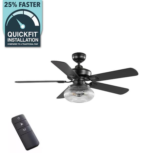 Home Decorators Collection 52 in. Rimgate Indoor Matte Black LED Ceiling Fan with Remote Control 56048
