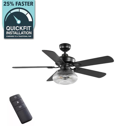 Home Decorators Collection 52 in. Rimgate Indoor Matte Black LED Ceiling Fan with Remote Control 56048