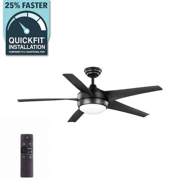 Home Decorators Collection Windward IV 52 in. Indoor LED Matte Black Ceiling Fan with Dimmable Light Kit, Remote Control and Reversible Motor 91669