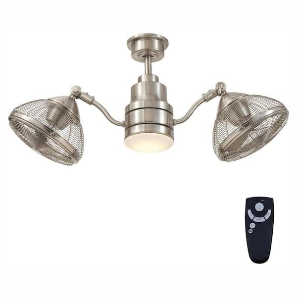 Home Decorators Collection Pendersen 42 in. Integrated LED Indoor/Outdoor Brushed Nickel Ceiling Fan with Light Kit and Remote Control AM348-BN