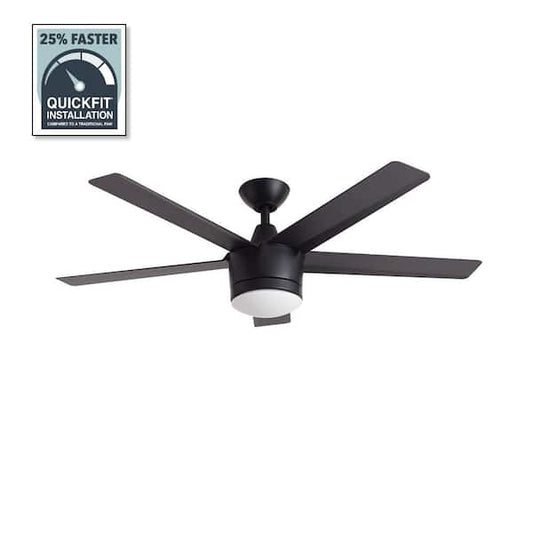 Home Decorators Collection Merwry 48 in. Integrated LED Indoor Matte Black Ceiling Fan with Light Kit and Remote Control SW1422/48in/MBK