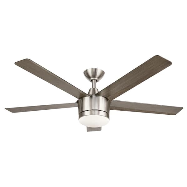 Home Decorators Collection Merwry 52 in. Integrated LED Indoor Brushed Nickel Ceiling Fan with Light Kit and Remote Control SW1422/52in BN