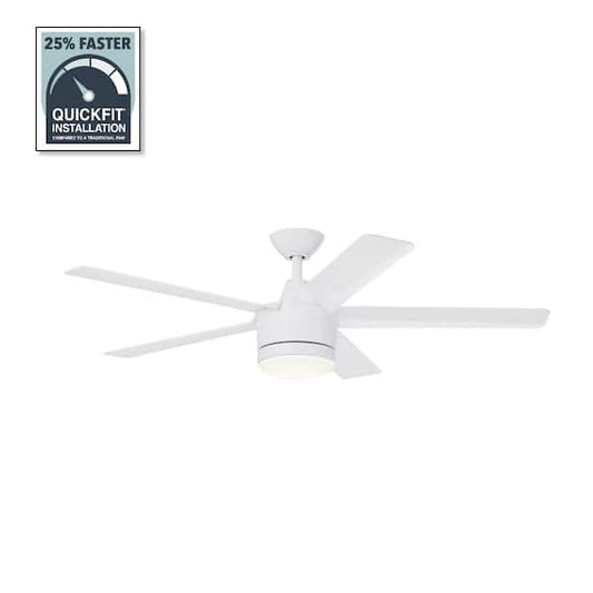 Home Decorators Collection Merwry 52 in. Integrated LED Indoor White Ceiling Fan with Light Kit and Remote Control SW1422WH