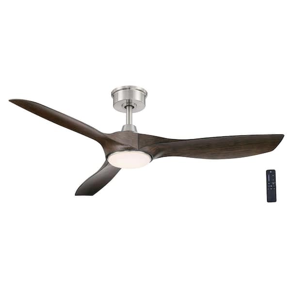 Home Decorators Collection Marlon 52 in. Integrated LED Indoor Brushed Nickel Ceiling Fan with Java Oak Blades and Remote Control YG825A-BN
