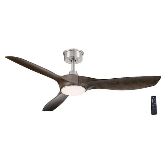 Home Decorators Collection Marlon 52 in. Integrated LED Indoor Brushed Nickel Ceiling Fan with Java Oak Blades and Remote Control YG825A-BN