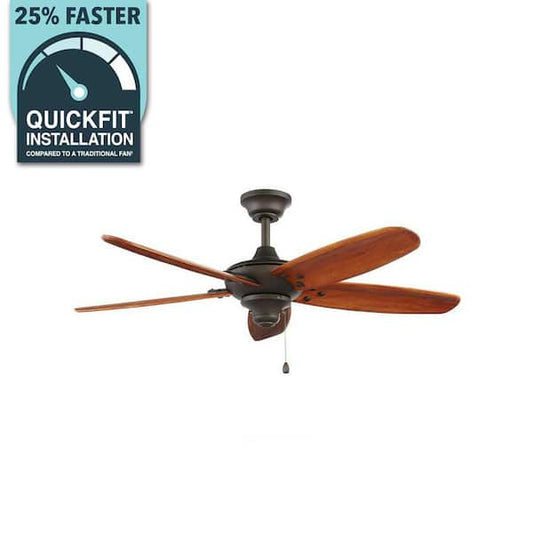 Home Decorators Collection Altura 48 in. Indoor/Outdoor Oil-Rubbed Bronze Ceiling Fan with Downrod and Reversible Motor; Light Kit Adaptable 51748