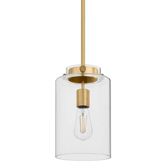 Hampton Bay Mullins 6.75 in. 1-Light Honey Gold Mini Pendant Hanging Light, Kitchen Pendant Lighting 25227