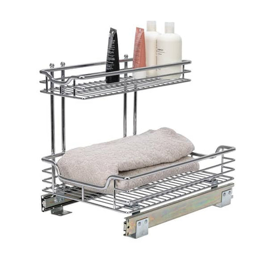 HOUSEHOLD ESSENTIALS 12 in. Under Sink Sliding Organizer-KD Chrome C26512-1