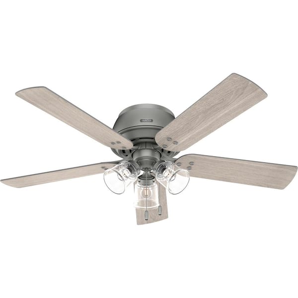 Hunter Shady Grove 52 in. Indoor Matte Silver Ceiling Fan with Light Kit Included 52380