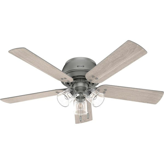 Hunter Shady Grove 52 in. Indoor Matte Silver Ceiling Fan with Light Kit Included 52380