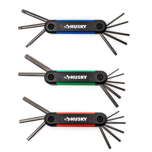 Husky Folding Hex Key Set (9-Piece SAE, 8-Piece MM, 8-Piece Torx) HFHK3PCSET-06