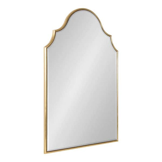 Kate and Laurel Leanna 30 in. x 20 in. Modern Arch Gold Framed Decorative Wall Mirror 221448