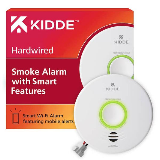 Kidde Hardwired Smoke Detector with Smart Features and Voice Alerts, 10-Year Battery Backup, Wi-Fi Enabled 21032064