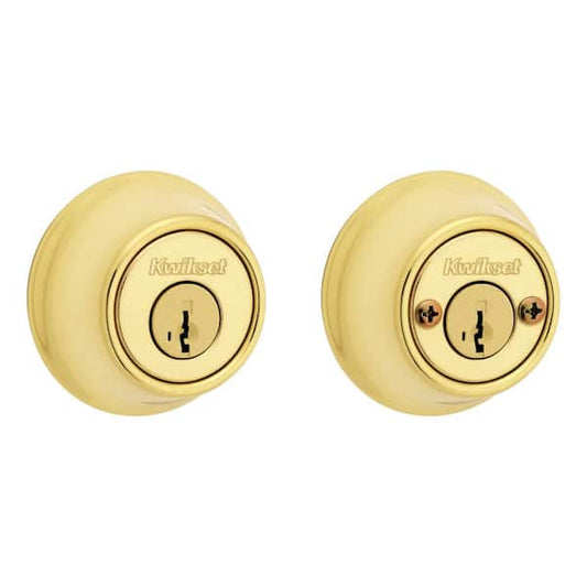 Kwikset 665 Polished Brass Double Cylinder Deadbolt featuring SmartKey Security and Microban Technology T6653SMTCPRCALR