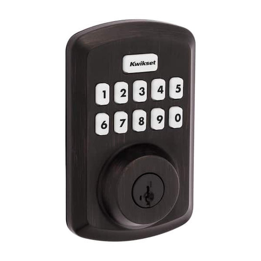 Kwikset Powerbolt 250 10-Button Keypad Venetian Bronze Transitional Electronic Deadbolt Door Lock 9250TRS11PSMTRB