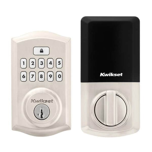 Kwikset SmartCode 260 Traditional Satin Nickel Keypad Single Cylinder Electronic Deadbolt Featuring SmartKey Security 9260TRL15SMTRBP