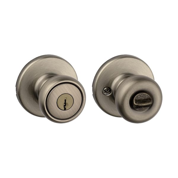 Kwikset Tylo Antique Brass Exterior Entry Door Knob Featuring Microban Antimicrobial Technology 400T 5 CP K6 V1