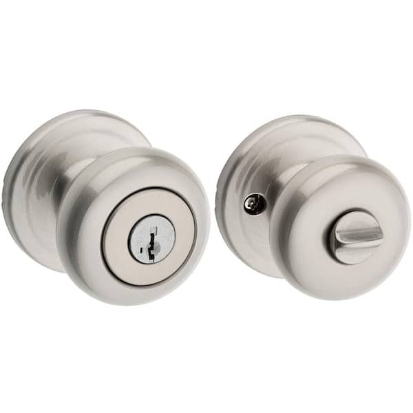Kwikset Juno Satin Nickel Entry Door Knob Featuring SmartKey Security with Microban Antimicrobial Technology 740J 15 SMT CP K4