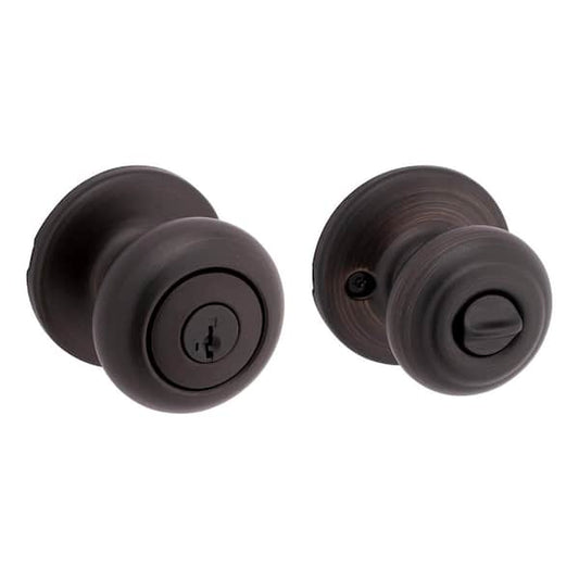 Kwikset Cove Venetian Bronze Keyed Entry Door Knob featuring SmartKey Security and Microban Technology T400CV11PSMTCPK