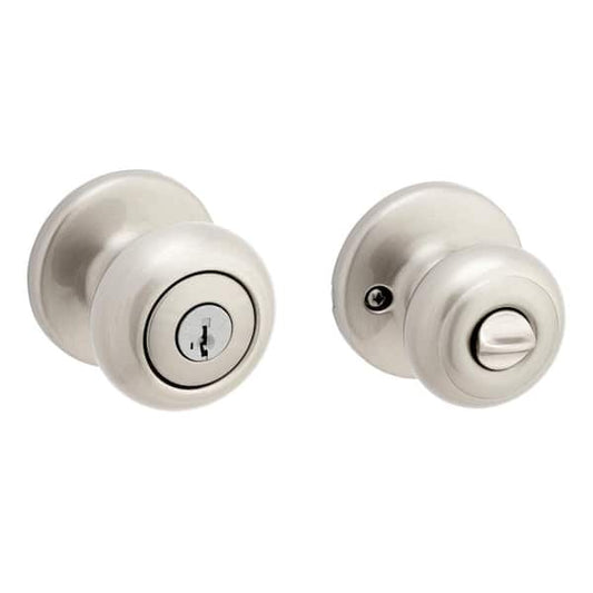 Kwikset Cove Satin Nickel Keyed Entry Door Knob featuring SmartKey Security and Microban Technology T400CV15SMTCPK6