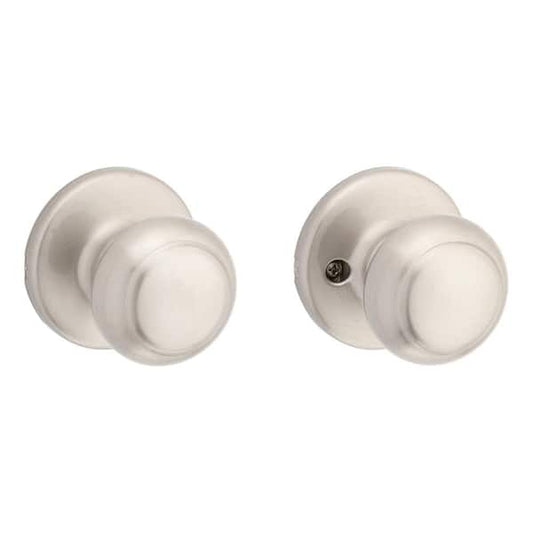 Kwikset Cove Satin Nickel Passage Door Knob for Hall or Closet featuring Microban Technology 200CV15CPV1