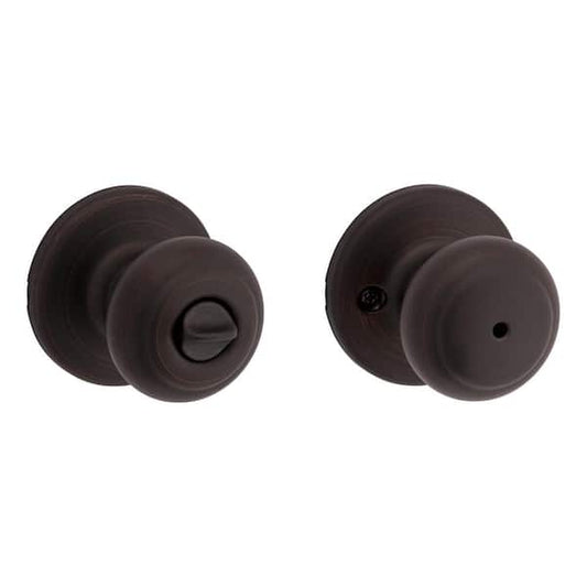 Kwikset Cove Venetian Bronze Privacy Door Knob with Lock for Bedroom or Bathroom featuring Microban Technology 300CV11PCPV1