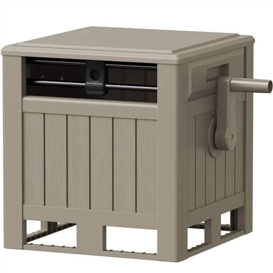 Tozey Outdoor Garden Resin 160 ft. Slide Trak Hideaway Hose Reel Light Brown T-HR24-0789-WCF