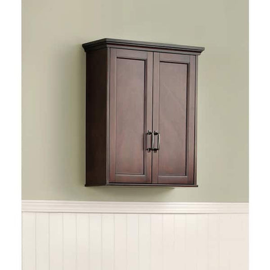 Home Decorators Collection Ashburn 24 in. W x 8 in. D x 27 in. H Bathroom Storage Wall Cabinet in Mahogany ASGW2327
