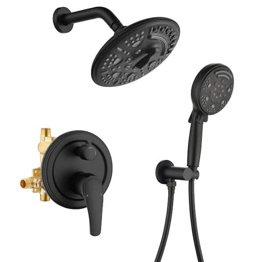 UKISHIRO Single Handle 9-Spray Shower Faucet 1.8 GPM with Pressure Balance, Handheld in Matte Black GJ23A-538