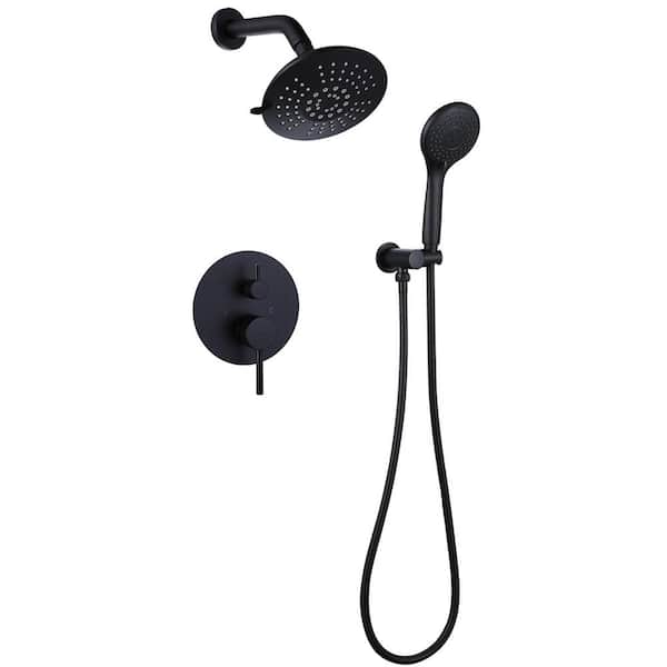 BWE Single-Handle 2-Spray Round High Pressure Shower Faucet in Matte Black (Valve Included) A-98001-B