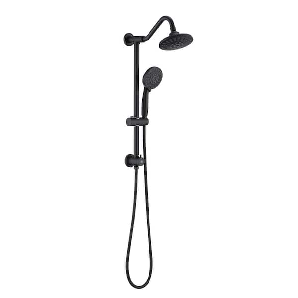 Fapully 2-Spray 6 in. Wall Mount Fixed and Handheld Shower Head, 6-Functions Hand Shower 2.5 GPM in Matte Black HSS-0197B-6