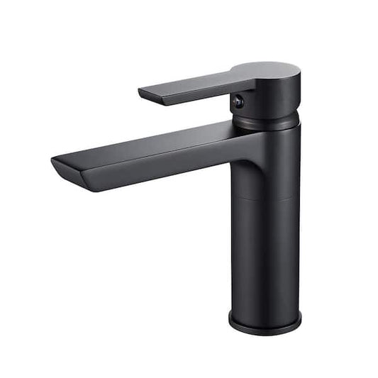 FURUISI Single Handle Single Hole Bathroom Faucet with Supply Lines and Spot Resistant in Matte Black 42H3DB