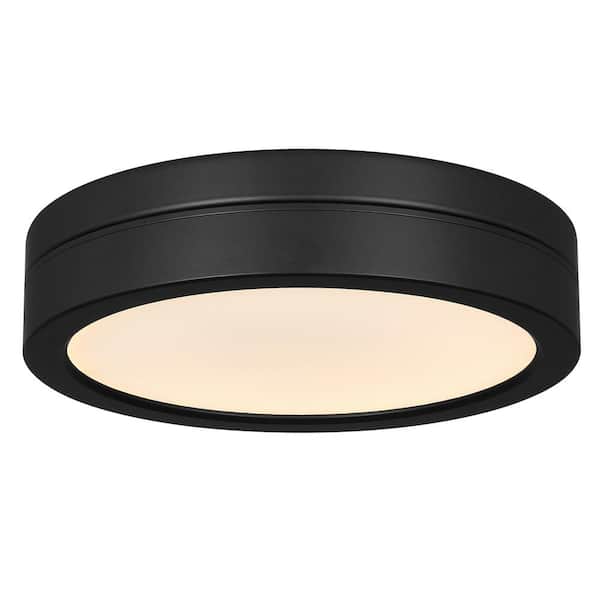 Hampton Bay Titan Matte Black White Color Changing Integrated LED Ceiling Fan Light Kit 52491