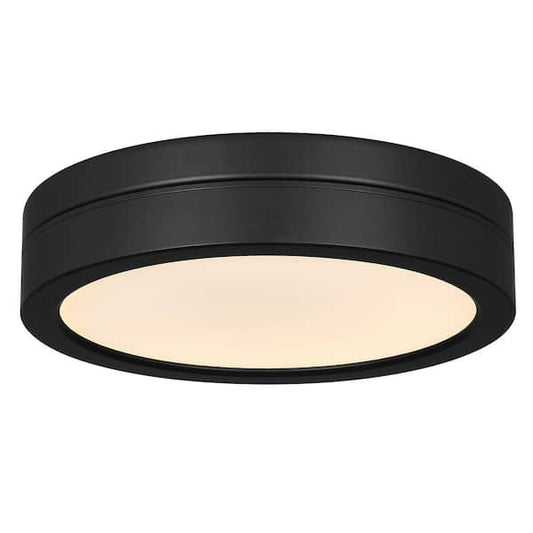 Hampton Bay Titan Matte Black White Color Changing Integrated LED Ceiling Fan Light Kit 52491