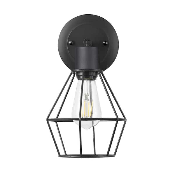 Hampton Bay Bryson 1-Light Matte Black Wall Sconce 65740