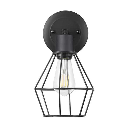 Hampton Bay Bryson 1-Light Matte Black Wall Sconce 65740