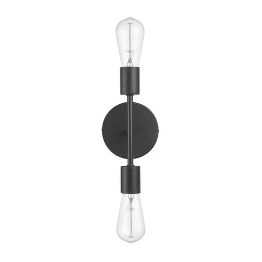 Hampton Bay Hampton Bay 10 in. 2-Light Matte Black Plug-In or Hardwire Wall Sconce for Bathroom 65742