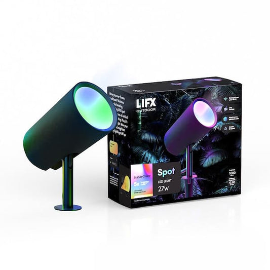 LIFX Low Voltage 1600 Lumens Black RGB Integrated LED Smart Wi-Fi Landscape Spotlight, Works w/ Alexa/Hey Google/HomeKit/Siri LFX/LV/SPOT/RND