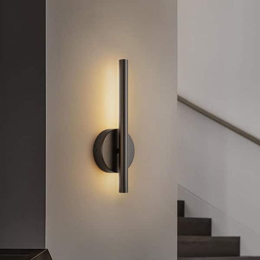 Rennnsan Brandon Contemporary 13.7-in H 1-Light Matte Black 3000K Dimmable LED Wall Sconce WS8101-50148