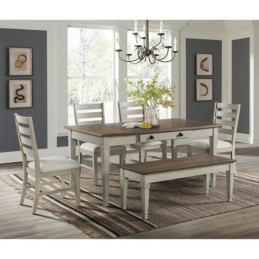 Picket House Furnishings Bloomfield Medium Brown and Washed Stone Wood Storage Dining Bench 1 D-9890-7-BN