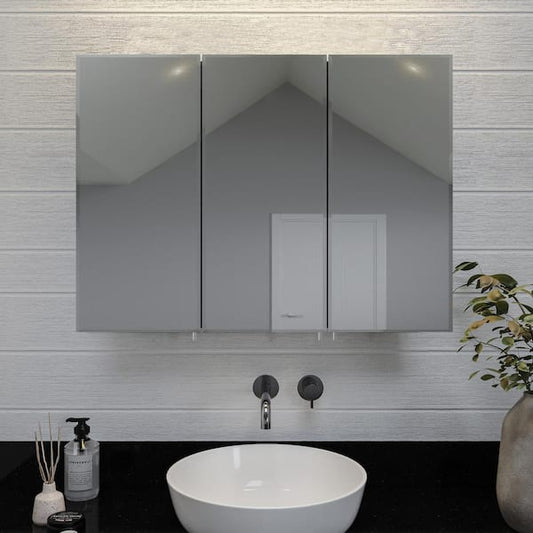 Croydex 36 in. W x 26 in. H x 5-1/4 in. D Frameless Aluminum Recessed or Surface-Mount Medicine Cabinet with Easy Hang System WC101969HD
