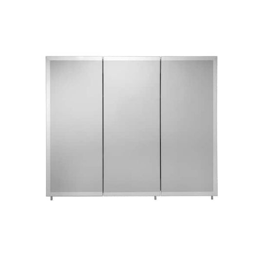 Croydex 36 in. W x 30 in. H x 5-1/4 in. D Frameless Tri-View Surface-Mount Medicine Cabinet with Easy Hang System in White WC102322HD